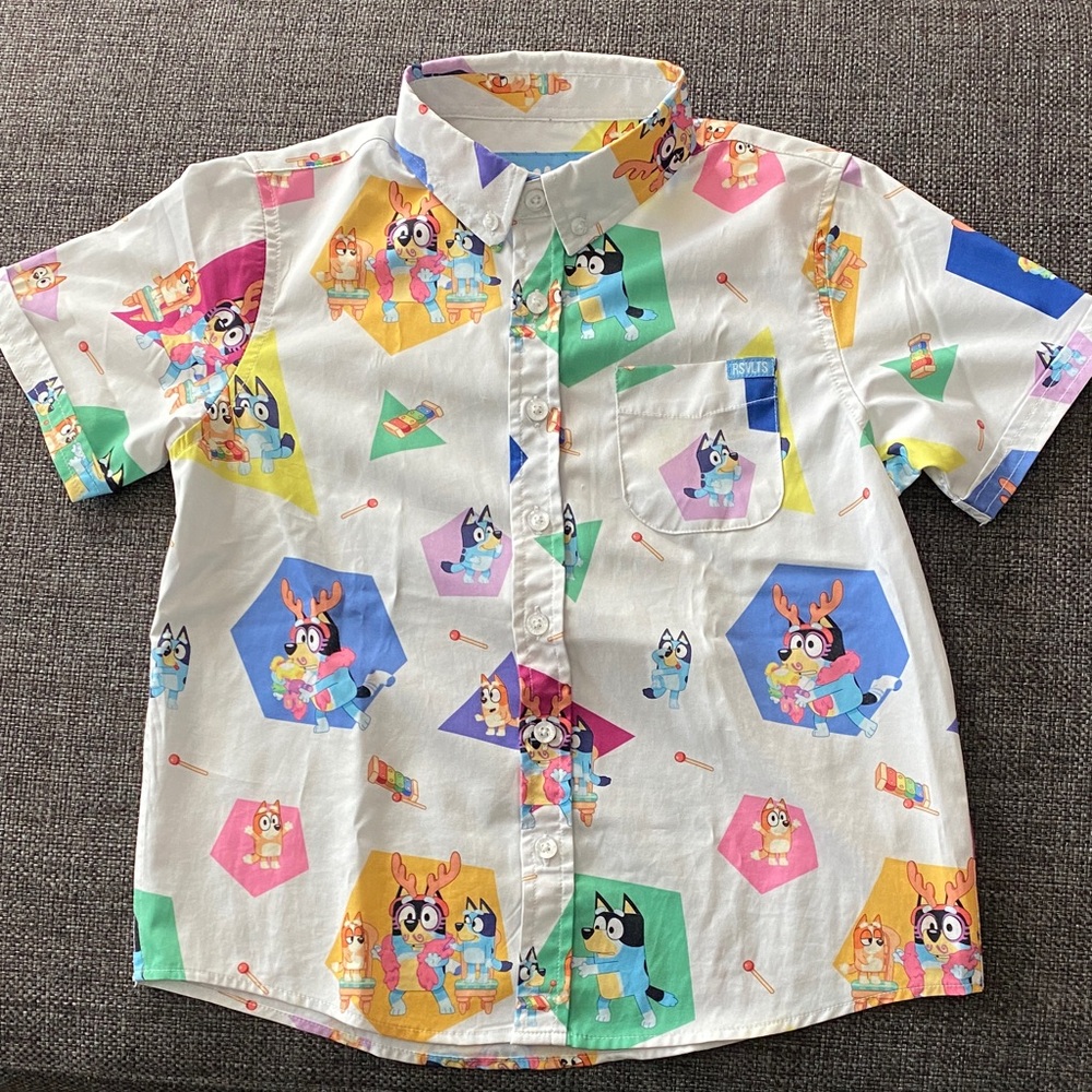 RSVLTS Bluey Youth Small Short Sleeve Button Down “Magic Xylophone”